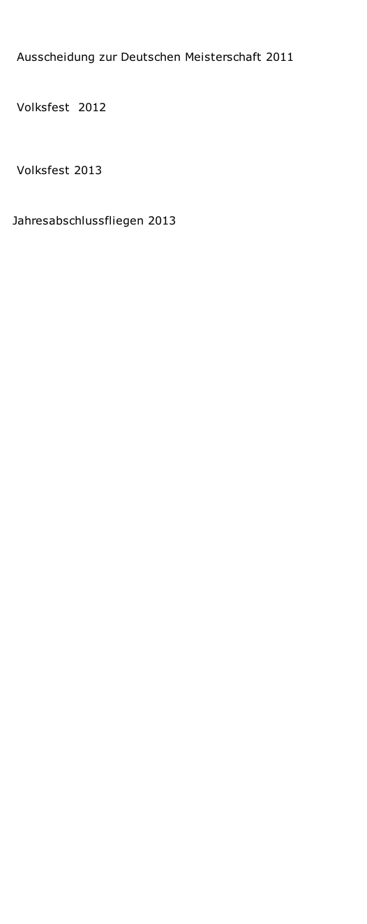 Ausscheidung zur Deutschen Meisterschaft 2011          Volksfest  2012         Volksfest 2013    			Jahresabschlussfliegen 2013